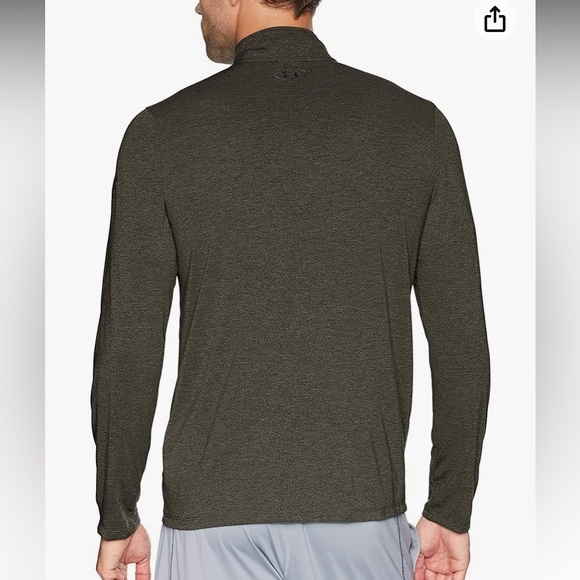 Under Armour Men's Threadborne 1/2 Zip Green Black Light Weight Pull over - Picture 2 of 12